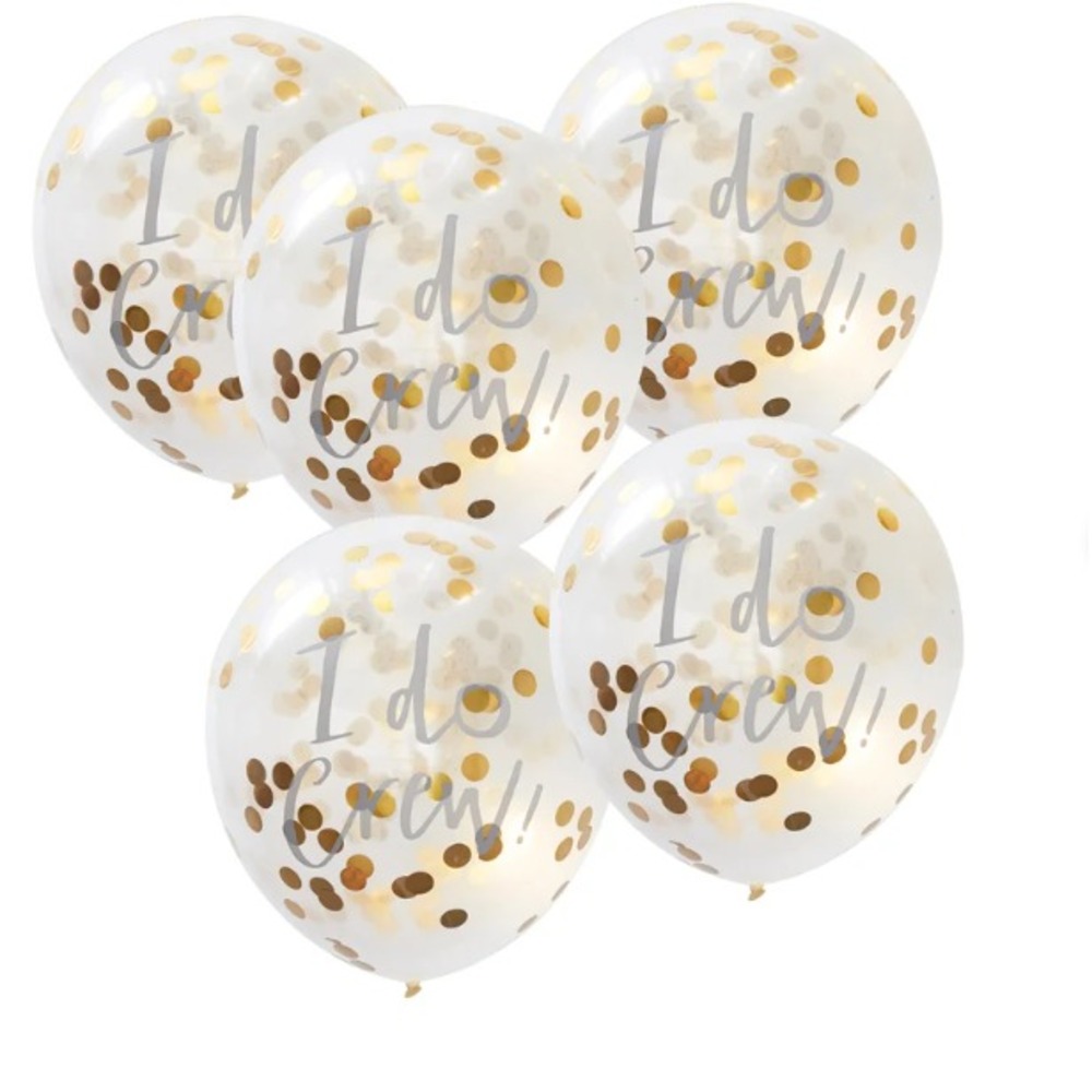 I Do Crew Gold Confetti Latex Balloons 6ct Bachelorette Hen Party Decor Gold